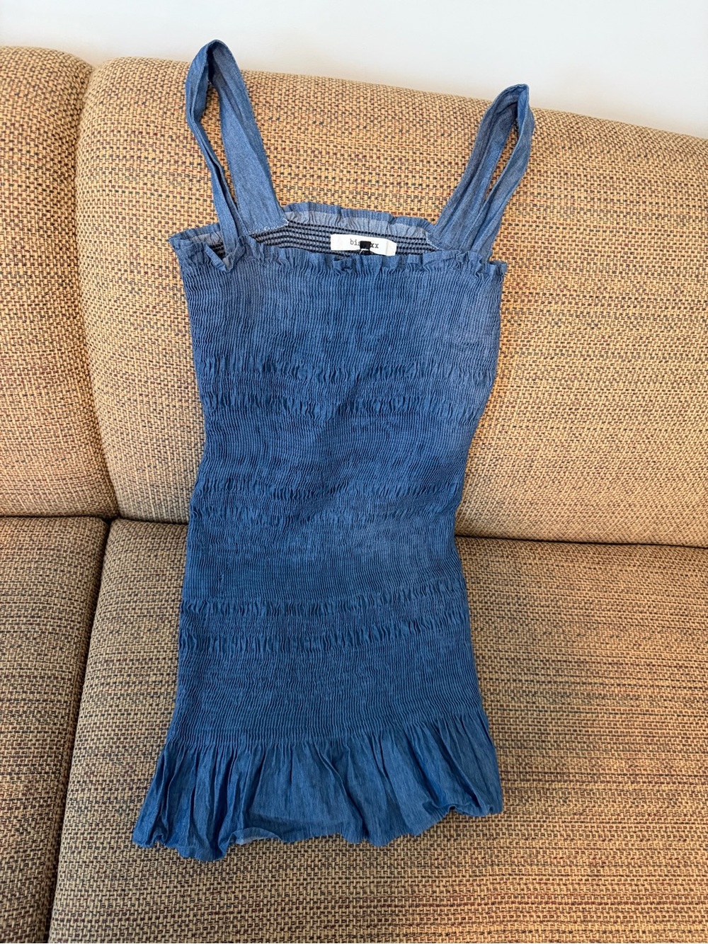 Blue Smocked Ruffle Hem Sundress